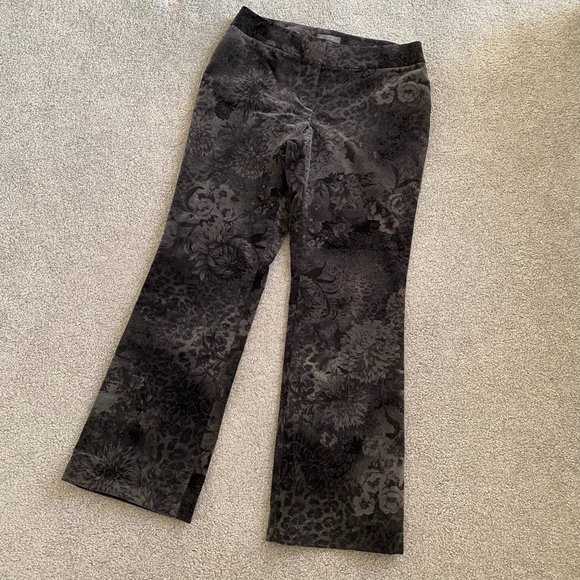 ♥ Classiques Entier High Waist Wide Leg Pants in Dark Grey Floral Print … - Picture 1 of 6
